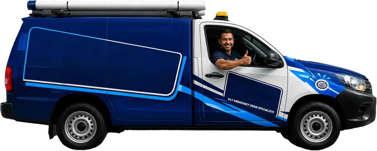 A licensed Northbridge plumber heading out in the service van